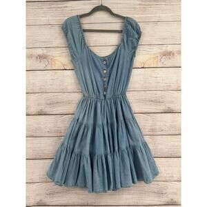 Vintage Blue Button Down Denim Dress Women's Size 5/6 Blue Light‎ Wash